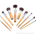 Bamboo make-up brushes, made of original bamboo handle and aluminum ferrule, great synthetic hair